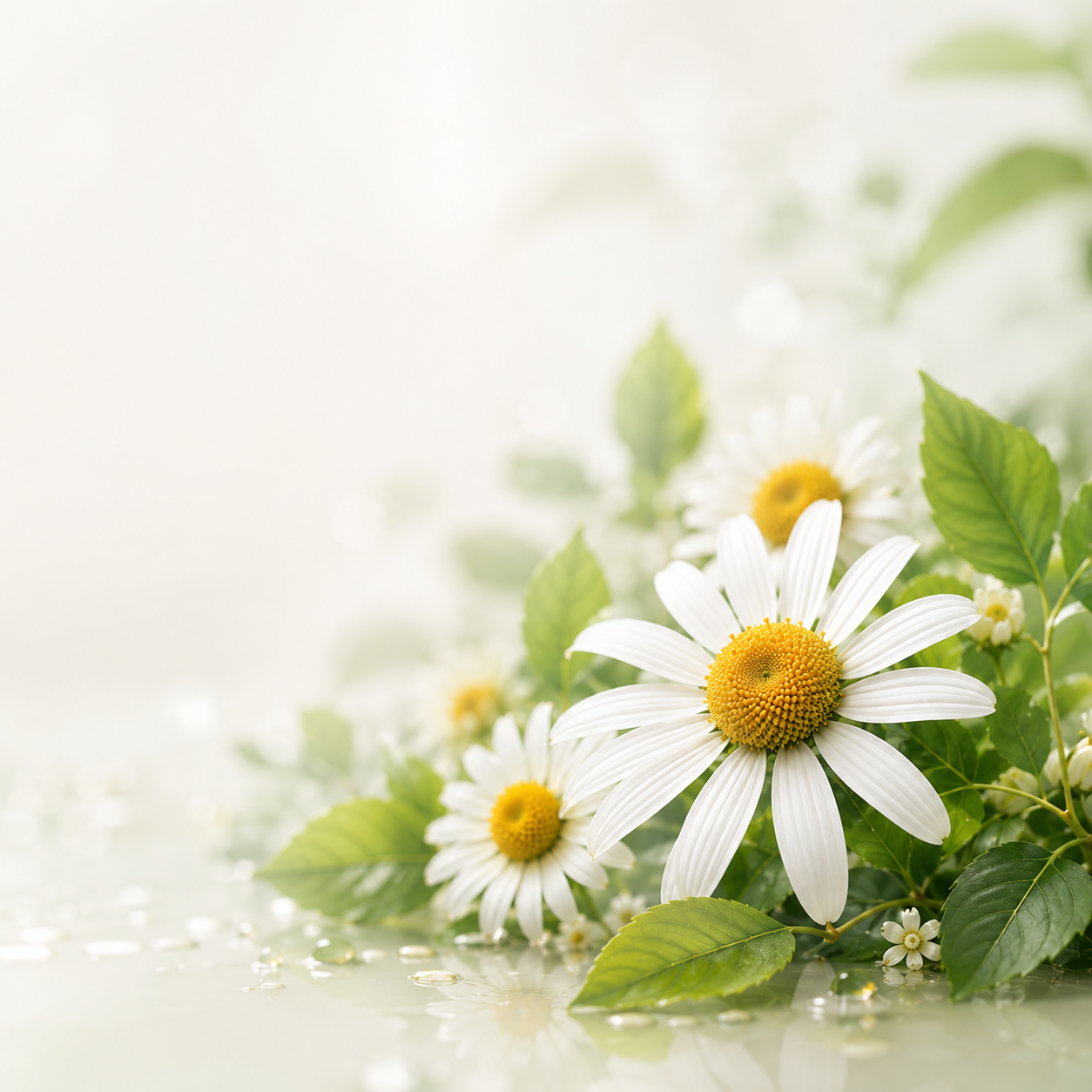 Margeriten und Blätter