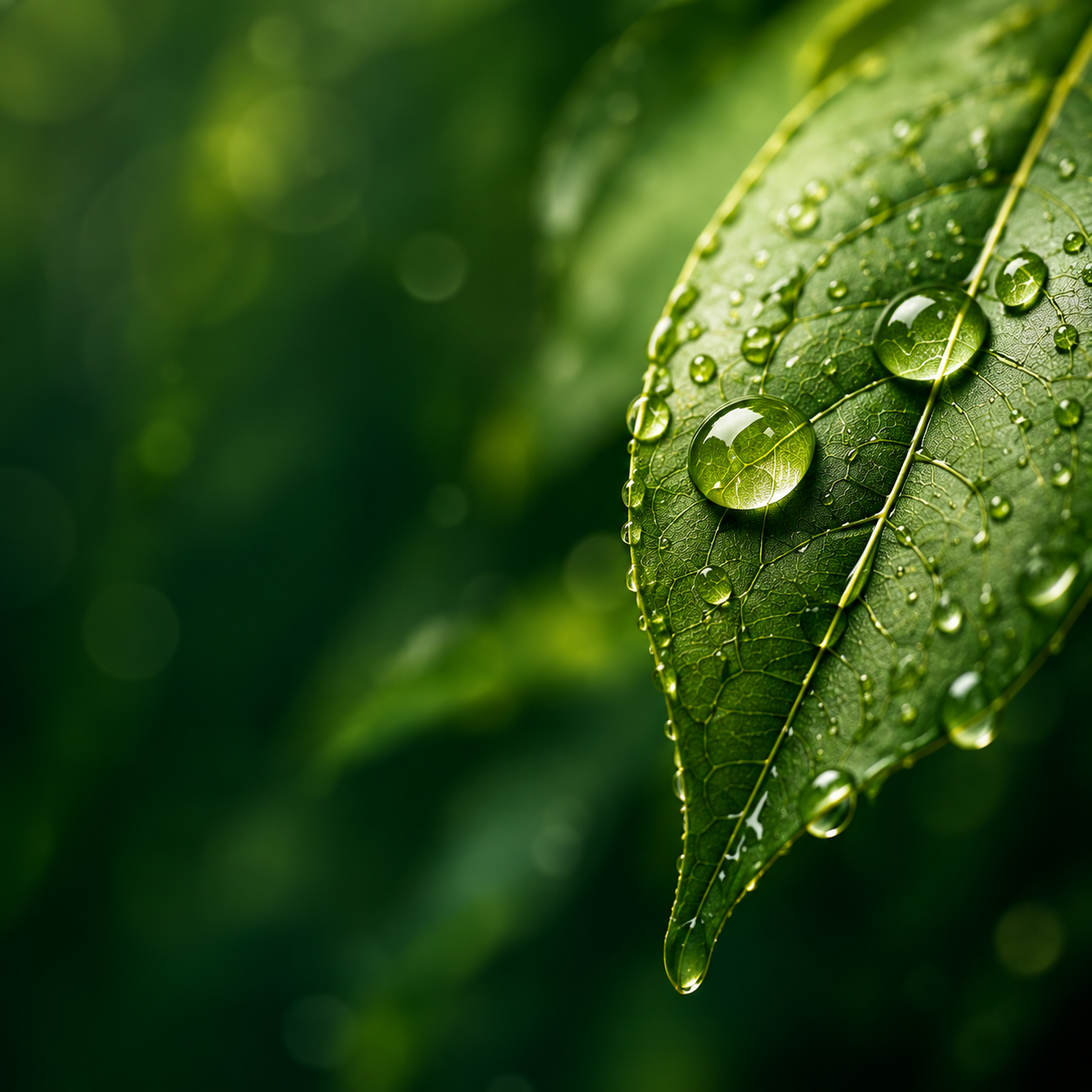 Grünes Blatt mit Wassertropfen